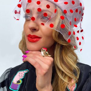 Beret Woalka Różowy